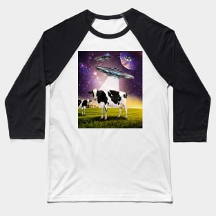 Cow UFO Abduction Baseball T-Shirt